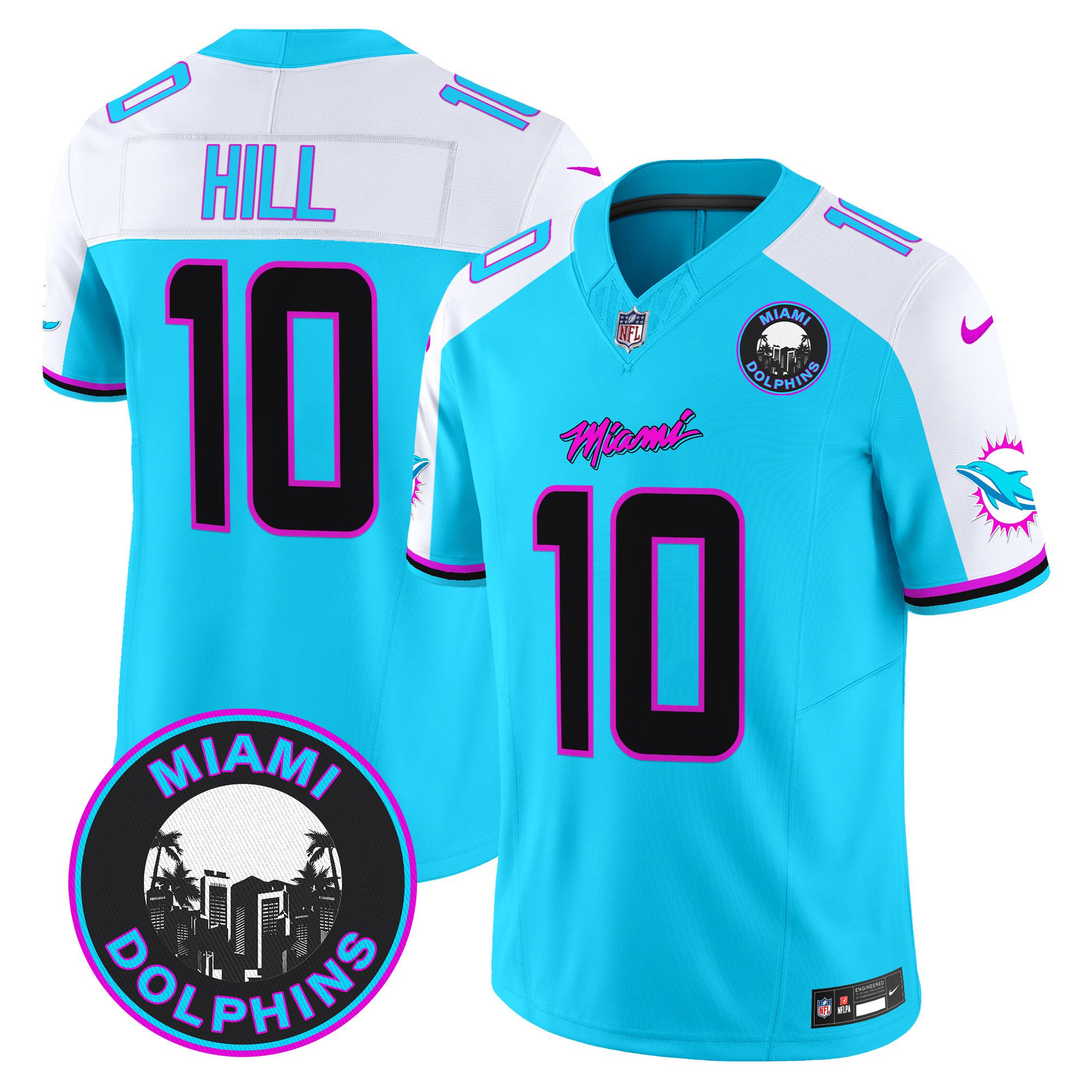 Men Miami Dolphins #10 Hill Light Blue 2024 Nike Vapor Limited NFL Jersey